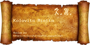 Kolovits Mietta névjegykártya